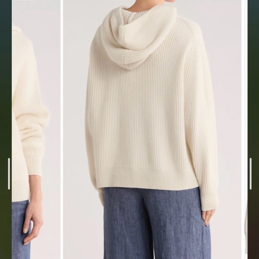 TWP Rib Cashmere Sweater Hoodie in Ivory Size XS - Picture 5 of 9